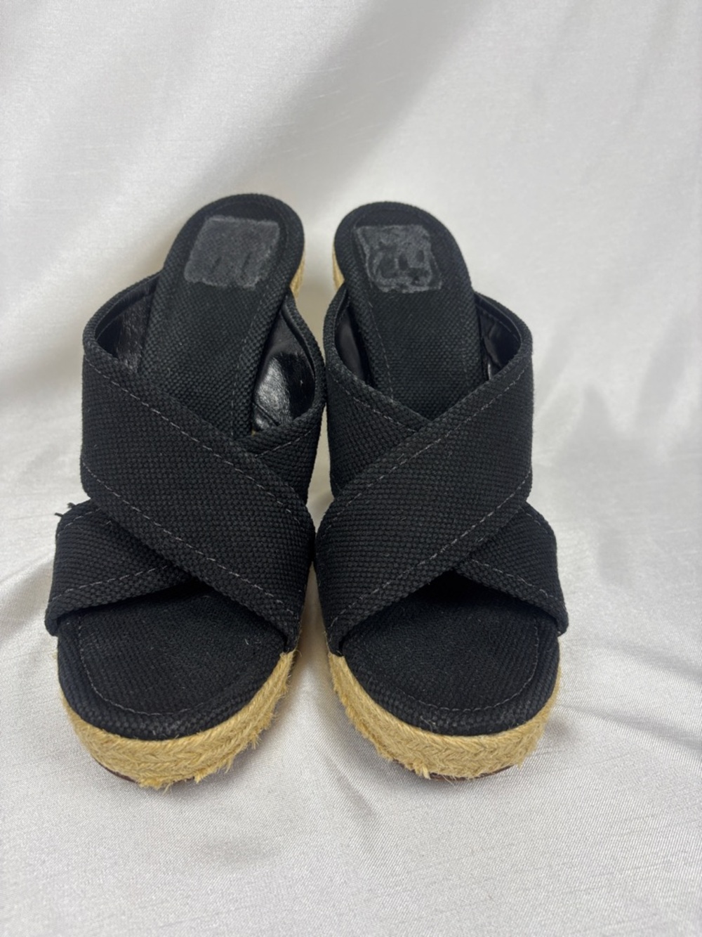 Tory Burch Black Crisscross Platform Espadrille Slides - Picture 2 of 8